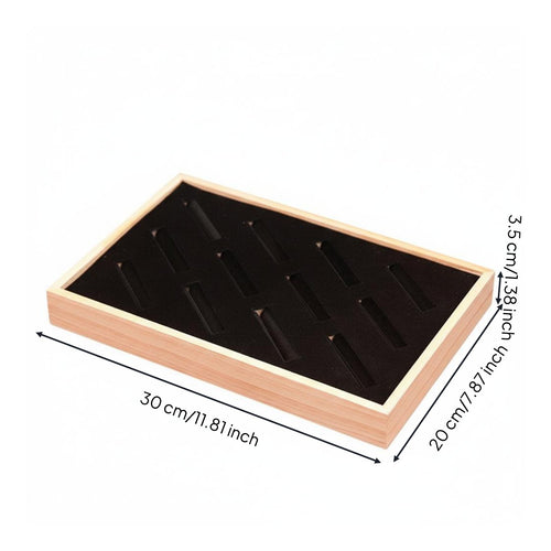 Solid Wood Frame Wooden Bracelet Display Tray Soft Padded Slots Bracelet Display Holder Protects From Scratches for Craft Fairs, Dresser Top