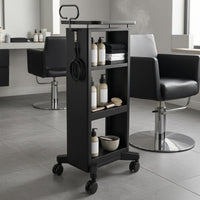 Salon Trolley Metal Rolling Cart Open Shelving for Stylists