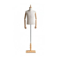 Male Mannequin Torso Textile-Covered Male Torso Mannequin Wooden Base