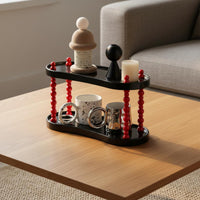 Cosmetics Organizer Rack Open Shelves Vanity Shelf Beaded-Design Posts