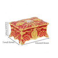 Rectangular Jewelry Box Gold-Tone Trim Ornate Jewelry Box Faceted Jewel Lid