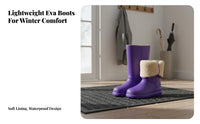 Waterproof Women's Rain Boots Comfortable Drawstring Winter Boots Easy On and Remove for Adults, Rainy Days, Commuting, Gardening