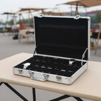 24 Compartment Watch Case With Handle Watch Display Case Lightweight Lockable for Travel