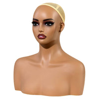 Mannequin Head with Shoulders Countertop Female Display Bust Long-Lasting