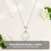 S925 Silver Jade Necklace Spiritual Gift Chinese Jade Donut Charm Necklace