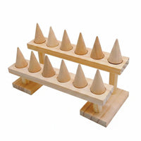 Tiered-Cone Stand Wooden Wood Band Display Rack Minimalist for Market Vendors