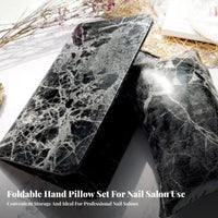 2 Pieces Soft & Comfortable Marble Pattern Nail Cushion Set Washable Manicure Hand Pillow Easy to Clean for Beauty Students, Home Use, Spa