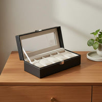 Multi-Compartment Watch Holder Clear View Lid Glass Top Watch Collection Box Individual Accessory Storage Dustproof Removable