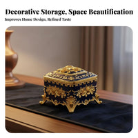 Ornate Design Vintage Jewelry Box Sturdy Zinc Alloy Embossed Floral Keepsake Case Velvet Lined for Women