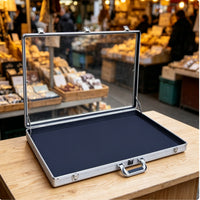 Aluminum Card Case Clear Acrylic Top Jewelry Display Stand for Vendors