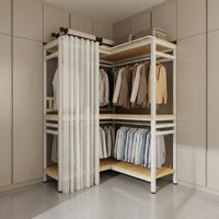 Accessible Corner Wardrobe Space-Saving Corner Garment Rack Accessible Clothes Rack Easy to Reach Metal Wardrobe Cabinet Large