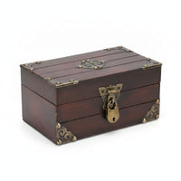Wooden Jewelry Box Aged-Brass Hardware Pirate Treasure Box Metal Latch Room Decoration