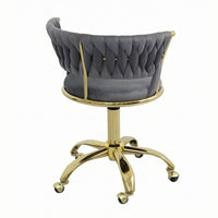 Tufted Swivel Chair Padded Seating Curved Backrest