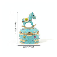 Carousel Jewelry Box Red-Lined Horse Jewelry Box Hinged Lid