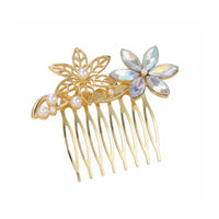 Decorative Hair Comb Foliage and Flower Design Crystal Hair Comb Shimmering Crystal S Elegant Design for Nuptial Celebrant