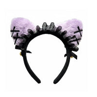 Lace Chime Cat Ear Hair Hoop With Tinkling Chime S Gothic Doll-Like Creature Ear Headband Gothic Lace Creature Ears Cute Design
