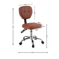 Height-Adjustable Salon Chair Padded Seat PU Leather Stool with Wheels