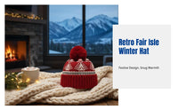 Winter Christmas Tassel Knitted Hat, Fair Isle knit cap, Windproof Pullover Cap, Unisex Festive Headwear
