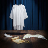 Celestial Costume with Feathered Appendages and Radiant Circlet Soft Material Kids Celestial Dress with Feathered Appendages And