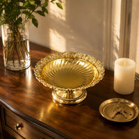 Gold Fruit Tray Openwork Pedestal Fruit Bowl Reflective Interior