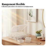 16 Pieces Bead Storage Containers Dustproof Adjustable Grid Bead Box Portable