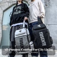 Multi-Compartment Large Capacity Sports Backpack Long-Lasting Oxford Material Letter Print School Bag Versatile Carry Options