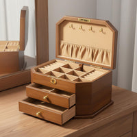 Lockable Jewelry Box Solid Wood Wooden Jewelry Box Lock and Key for Vanity Table