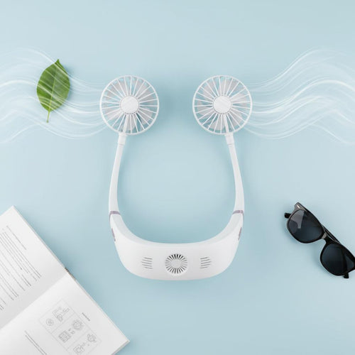 Lightweight & Portable Rechargeable Neckband Fan Ergonomic Fit Hands-Liberated Cooling Fan 360° Surround Airflow for Sports, Office