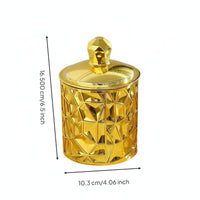 Gold Trim Canister Gilded Pattern Round Decorative Container Easy-Grip Lid Lidded Storage Jar for Dorm Room, Office Desk