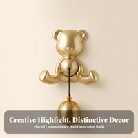 Bear Entry Chime Hanger Black Cord Brass Bear Ornament Decorative