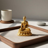 Miniature Golden Buddha Statue Feng Shui Sitting Buddha Statue Serene for Travel