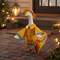 Goose Statue Raincoat Includes Hat and Umbrella Porch Goose Costume for Garden