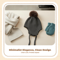 Family Cashmere Earflap Hat Foldable Wool Tassel