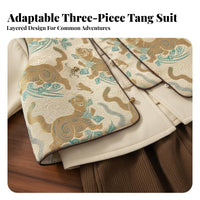 Boys' Tang Suit Set, Traditional Chinese Design, Winter Thickened Three-Piece New Year Outfit