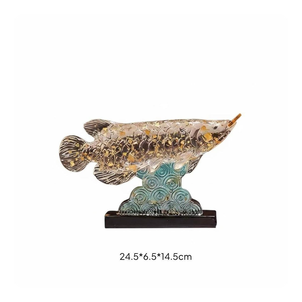 Gold Foil Dragon Marine Creature Figurine Wealth Symbol Crystal Arowana Statue