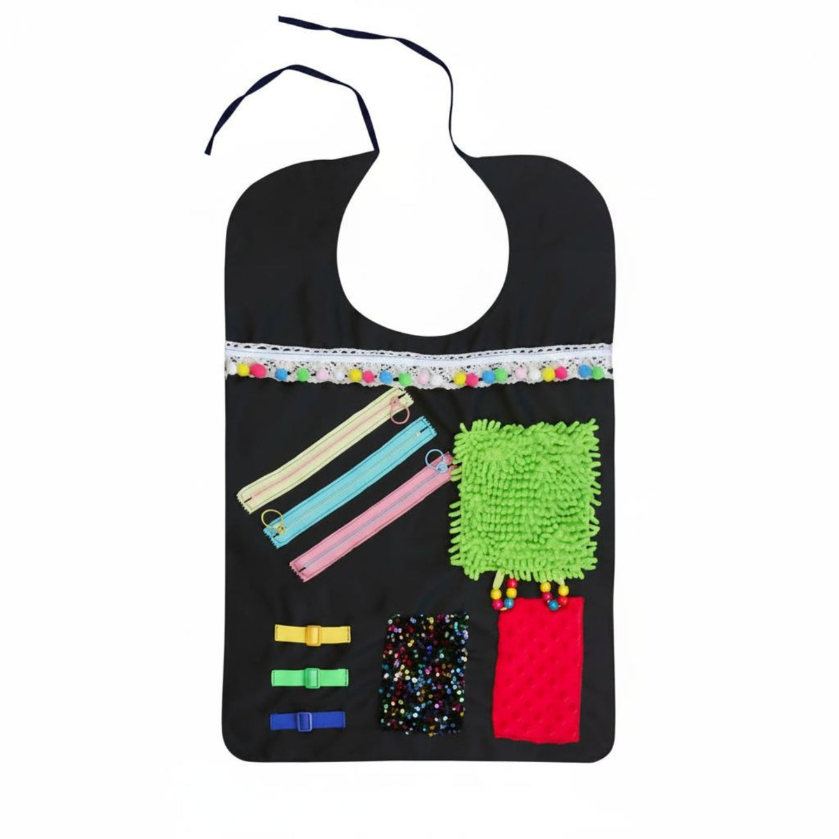 Sensory Activity Apron Multi-Texture Wearable Aid Interactive Features