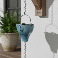 Blue Hummingbird Rain Chain Weather-Resistant Hummingbird Rain Chain for Eaves