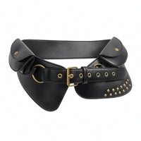 Layered Waist Belt Smooth Finish Studded Waist Belt Stitched Edges