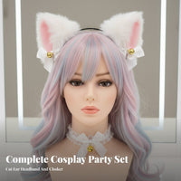 Maid Cosplay Hair Accessory Girly Design Chime Ribbon Cat Ear Hairband Cat Ear Headband Lightweight Lace Chime Choker