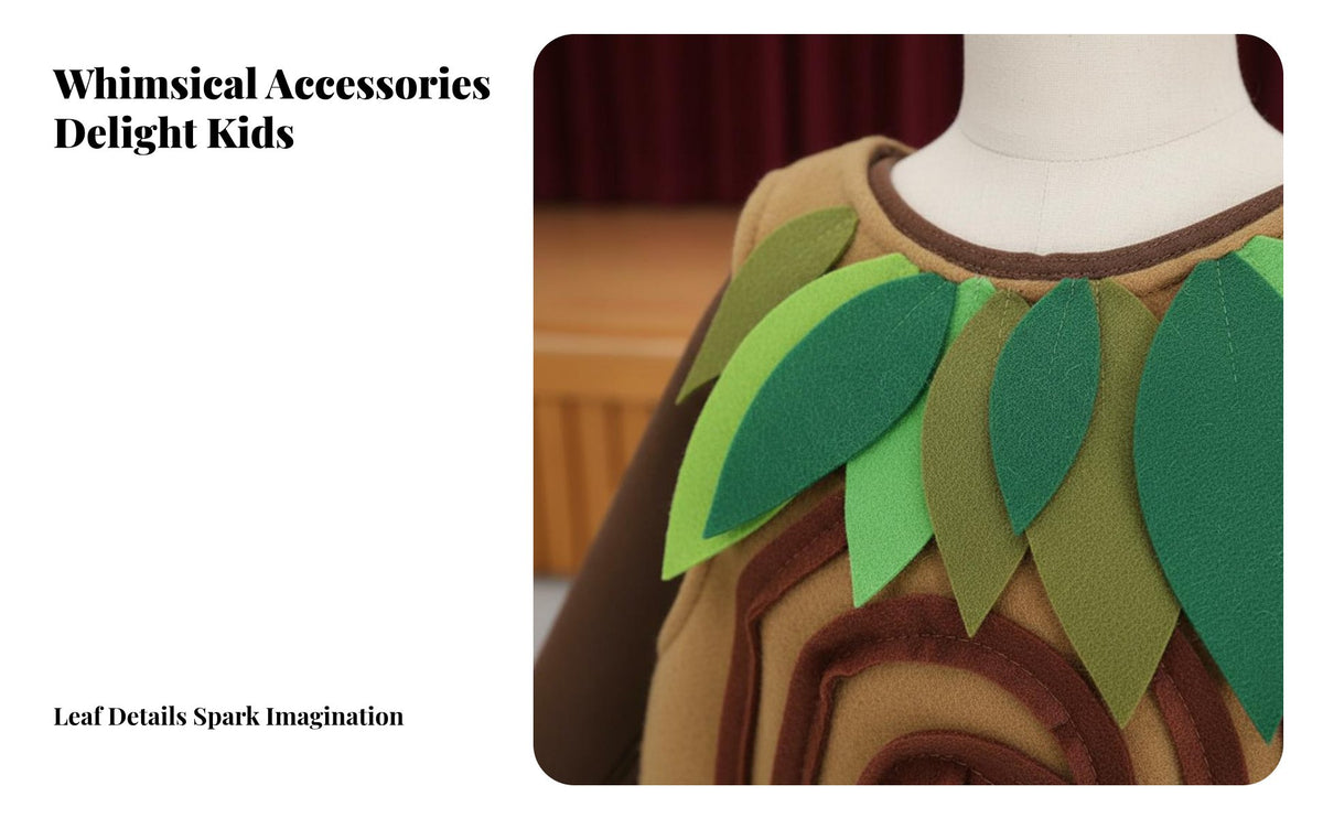 Nature Themed Kids Tree Costume Easy to Wear Plant Essence Outfit Felt Foliage Details Leafy Green Outfit Soft Material for Children, Students, Girls, School Plays, Stage Performances, Halloween