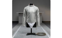Light Gray Metallic Fencing Jacket High Collar Long-Sleeve Fencing Jacket Fitted Woven Texture for Fencers