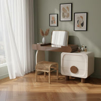 Double Use Flip-Top Vanity Desk Minimalist Design Small Space Dressing Table Compartmentalized Storage Flip Top Vanity Desk 3-in-1 Design for Dorm Room