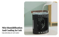 Cools & Humidifies Desktop Misting Fan 5 Mist Nozzles Personal Humidifier Fan 3-in-1 Function for Students, Office Workers, Dorm Room