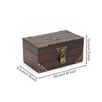 Wooden Jewelry Box Aged-Brass Hardware Pirate Treasure Box Metal Latch Room Decoration