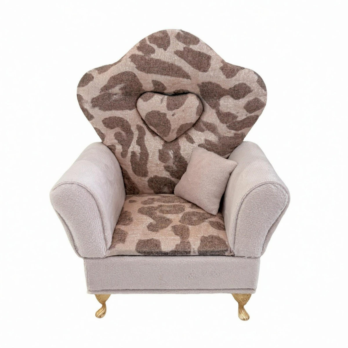 Miniature Leopard-Print Sofa Padded Jewelry Box Gold-Colored Legs
