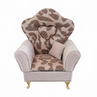 Miniature Leopard-Print Sofa Padded Jewelry Box Gold-Colored Legs