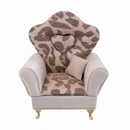 Miniature Leopard-Print Sofa Padded Jewelry Box Gold-Colored Legs