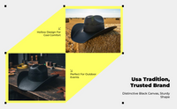 Black Wide Brim Cowboy Hat, Unisex, High Crown