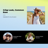 Wide-brim leather sun hat shields sun.