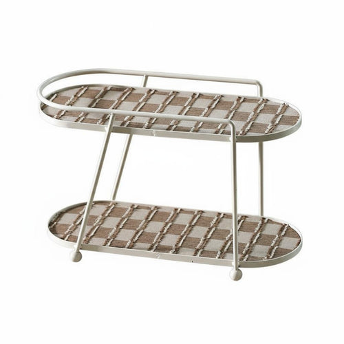 Light Luxury Design Iron Makeup Stand Space Saver Double Layer Cosmetic Rack Long-Lasting Material for Women, Bedroom